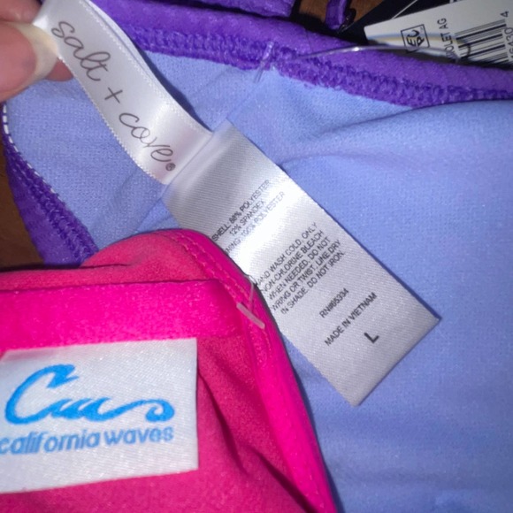 California waves 3 piece bikini set, pink/ purple large - Picture 9 of 12